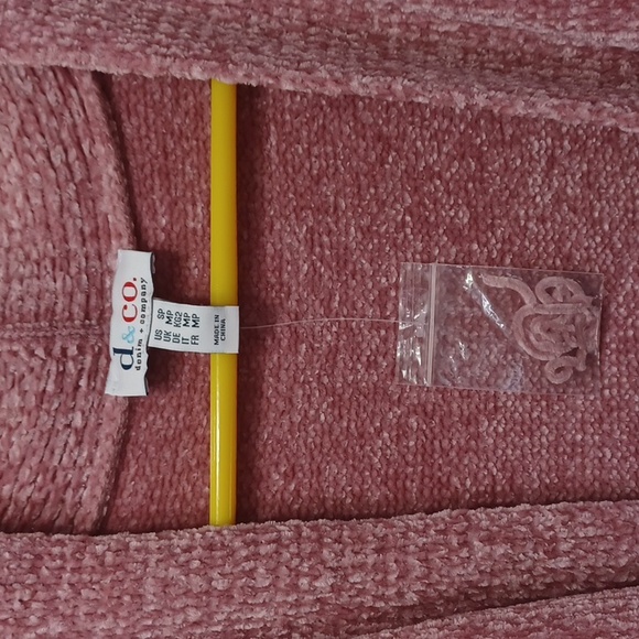 D & Co. Open Front Cardigan Pink Chenile Velour Knit Small NWOT - Picture 2 of 4